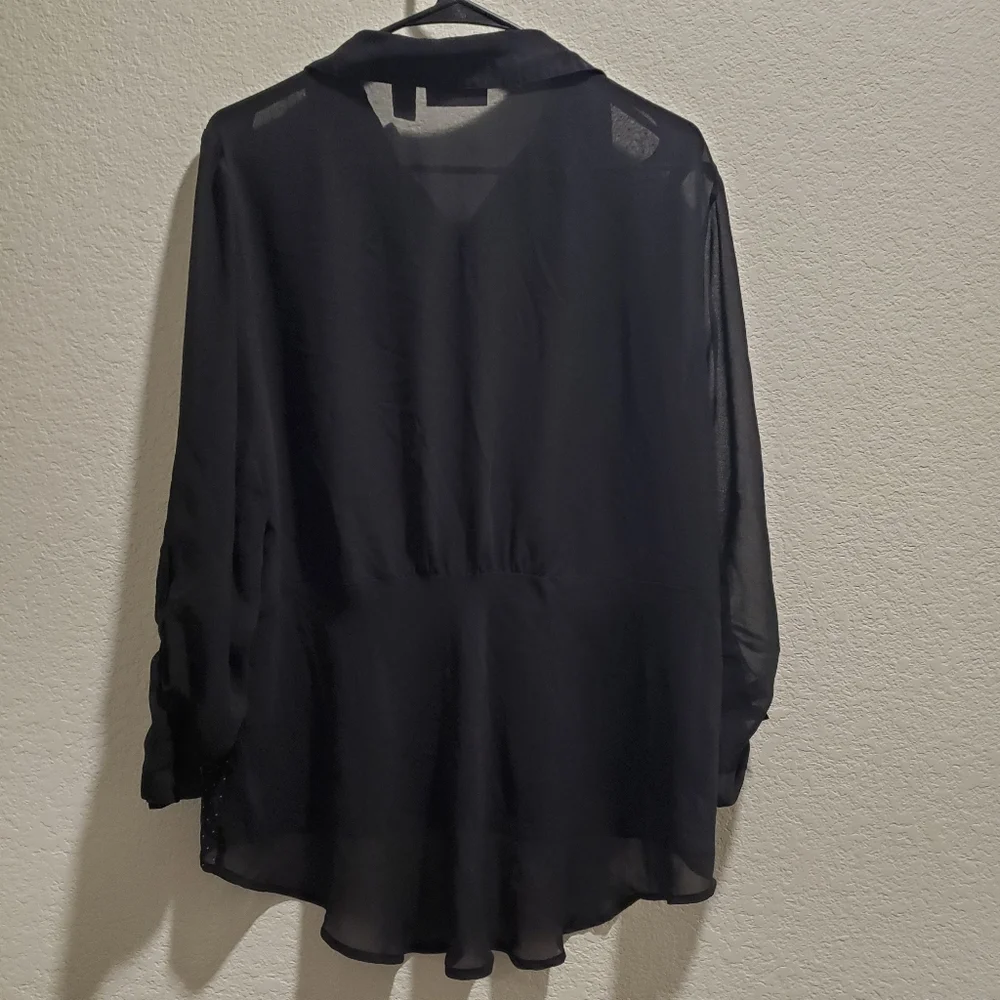 Chico's Semi Sheer Gold Accent Blouse - Picture 4 of 4